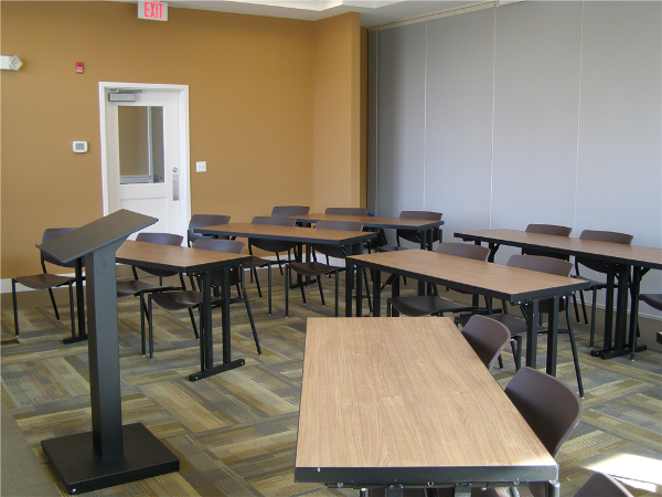 Two 1200 sq. ft. meeting rooms in the Godfrey Commons each of which accommodate up to 60 persons (classroom-style). These rooms can each be divided into two 600 sq. ft. rooms.