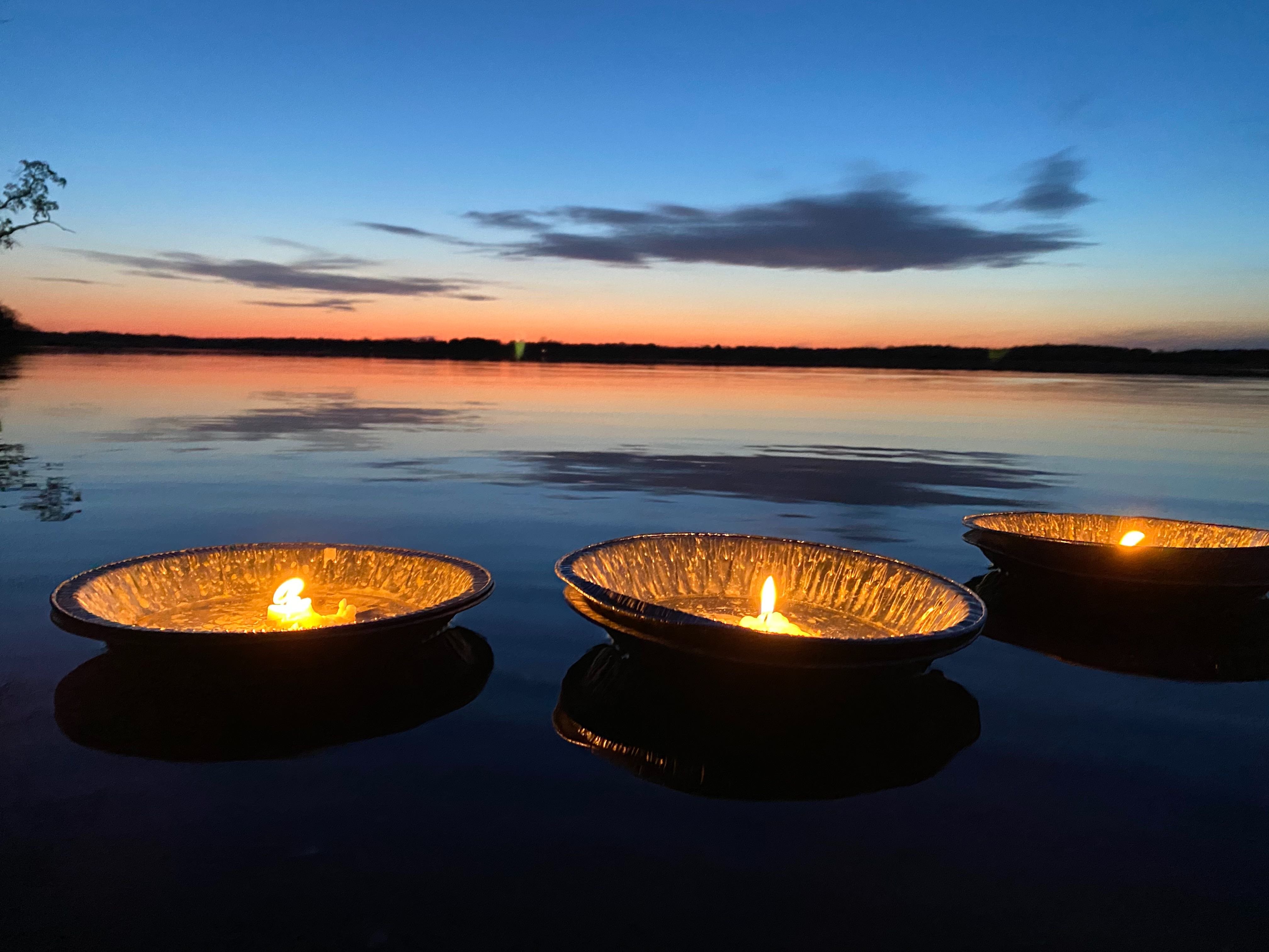 3 candles sunset